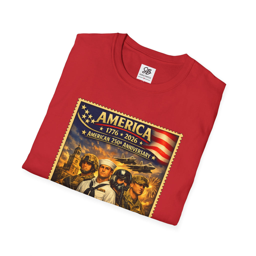 Patriotic America “Honoring Our Armed Forces”  Vintage Stamp T-Shirt