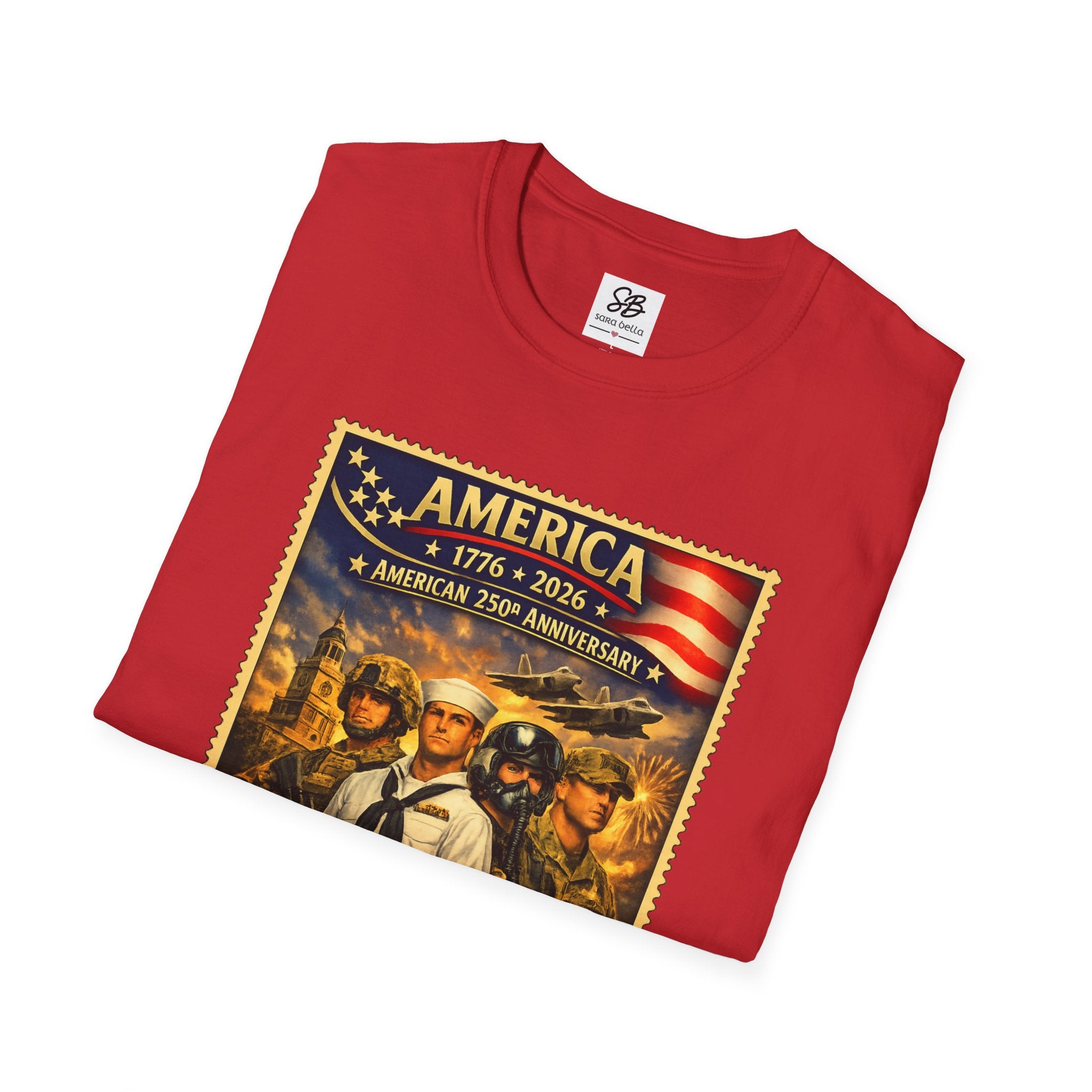 Patriotic America “Honoring Our Armed Forces”  Vintage Stamp T-Shirt
