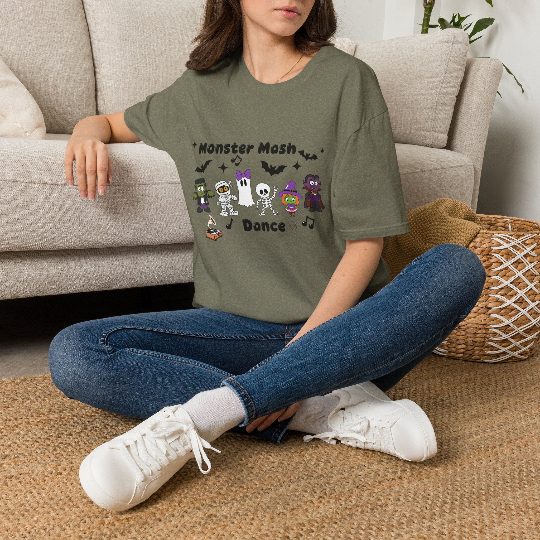 Monster Mash Dance of Halloween Characters Crews -  T-Shirt