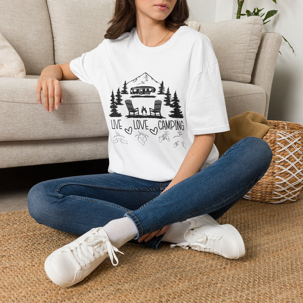 Live Love Camping in ASL (black ink) - T-Shirt