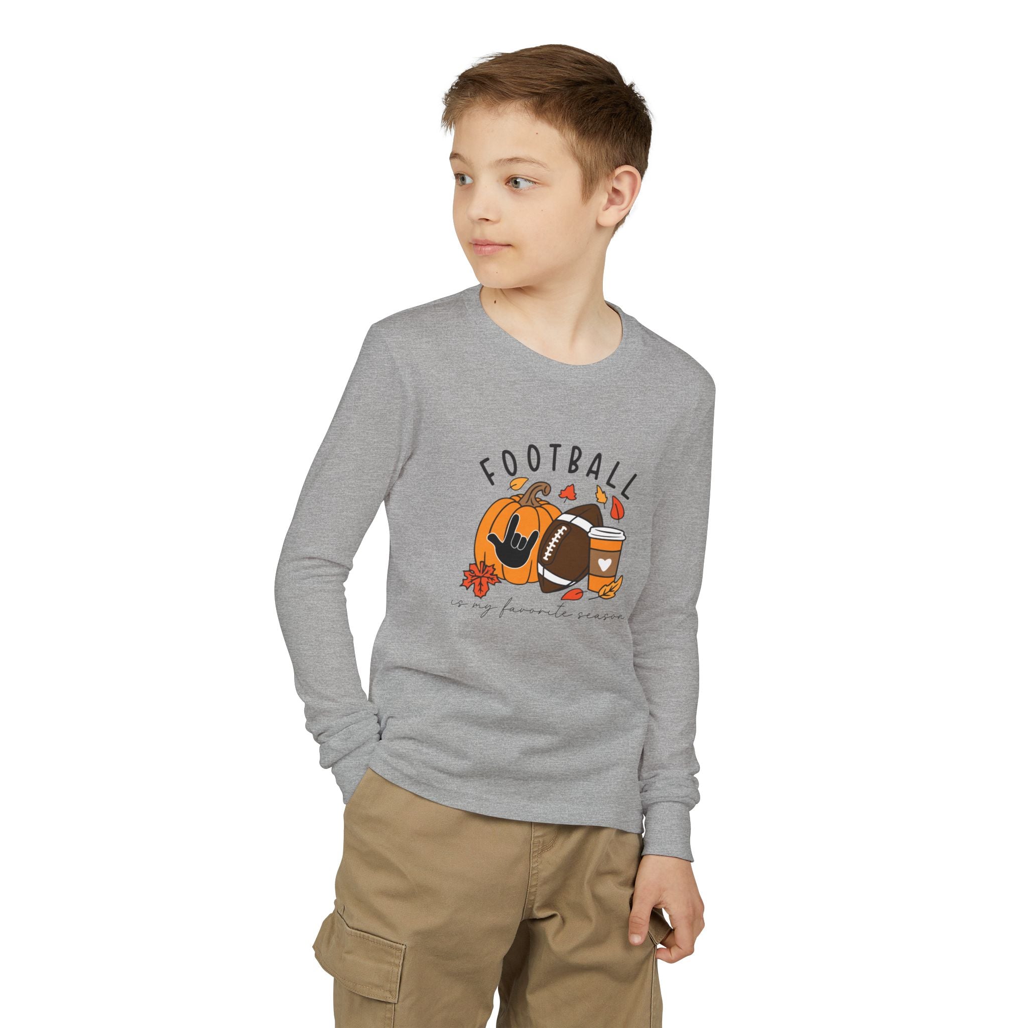 Football: My Favorite Season with I love you American Sign Language, ASL - Kid Long Sleeve Shirt