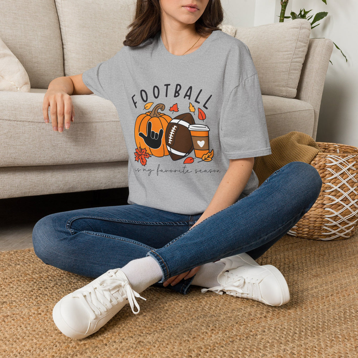 Football Is My Favorite Season  with I love you American Sign Language, ASL- T-Shirt