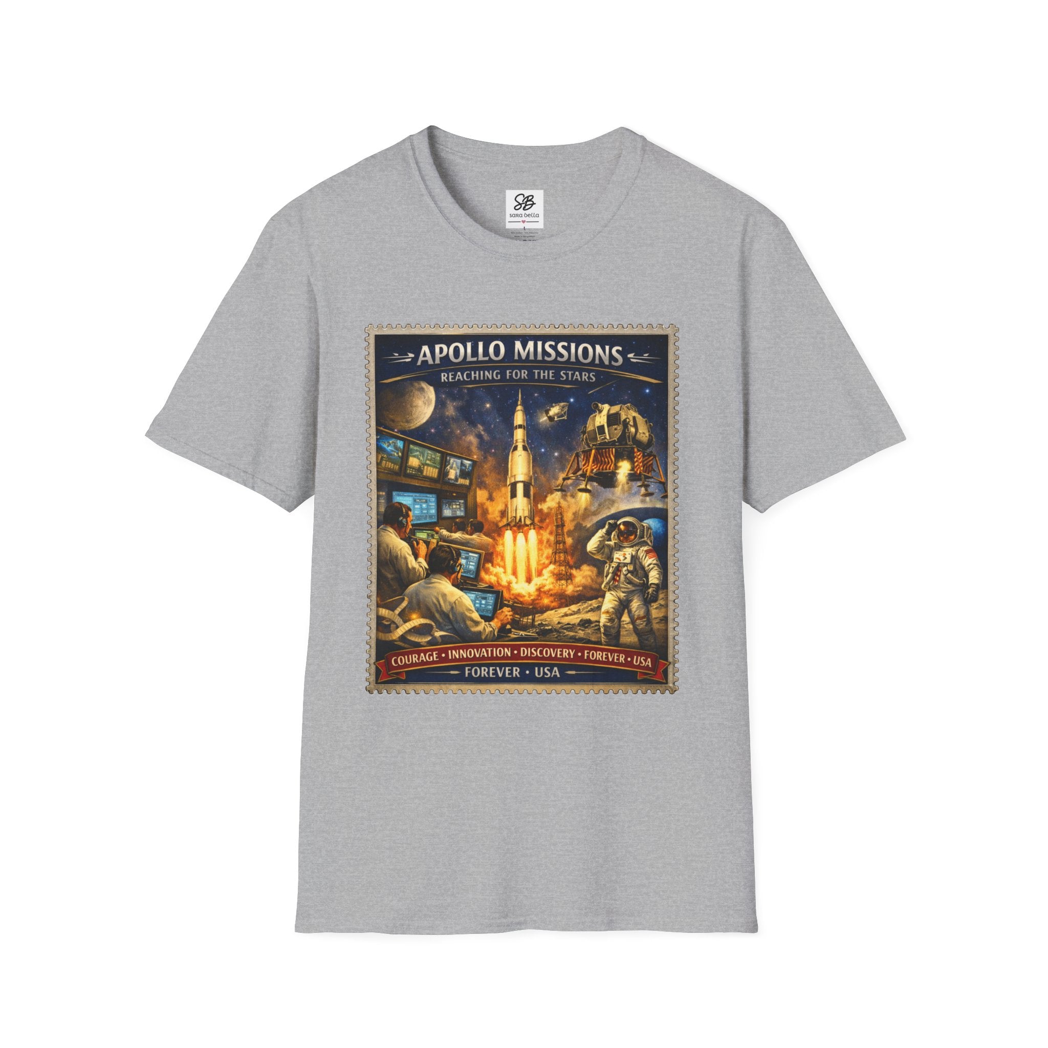 Apollo Missions  'Space Exploration' Vintage Stamp T-Shirt