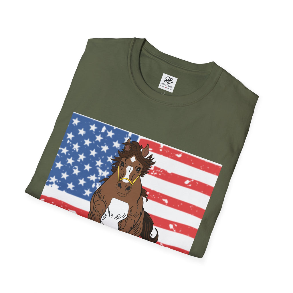 Galloping Horse with American Flag Graphic Shirt