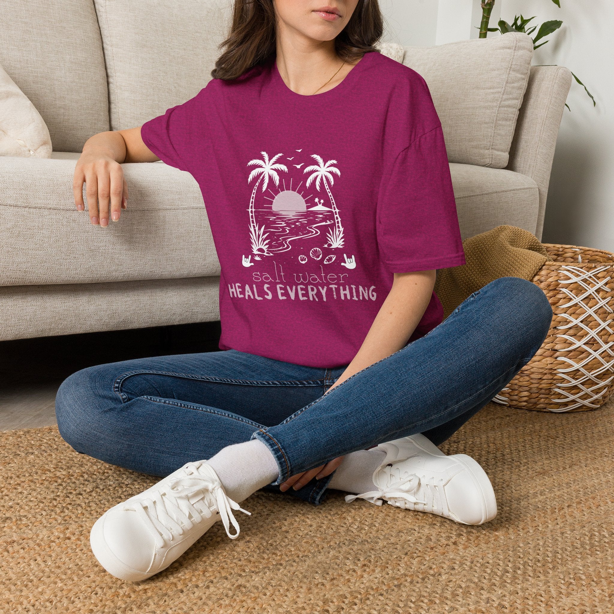 'Salt Water Heals Everything" of  white design -  T-Shirt