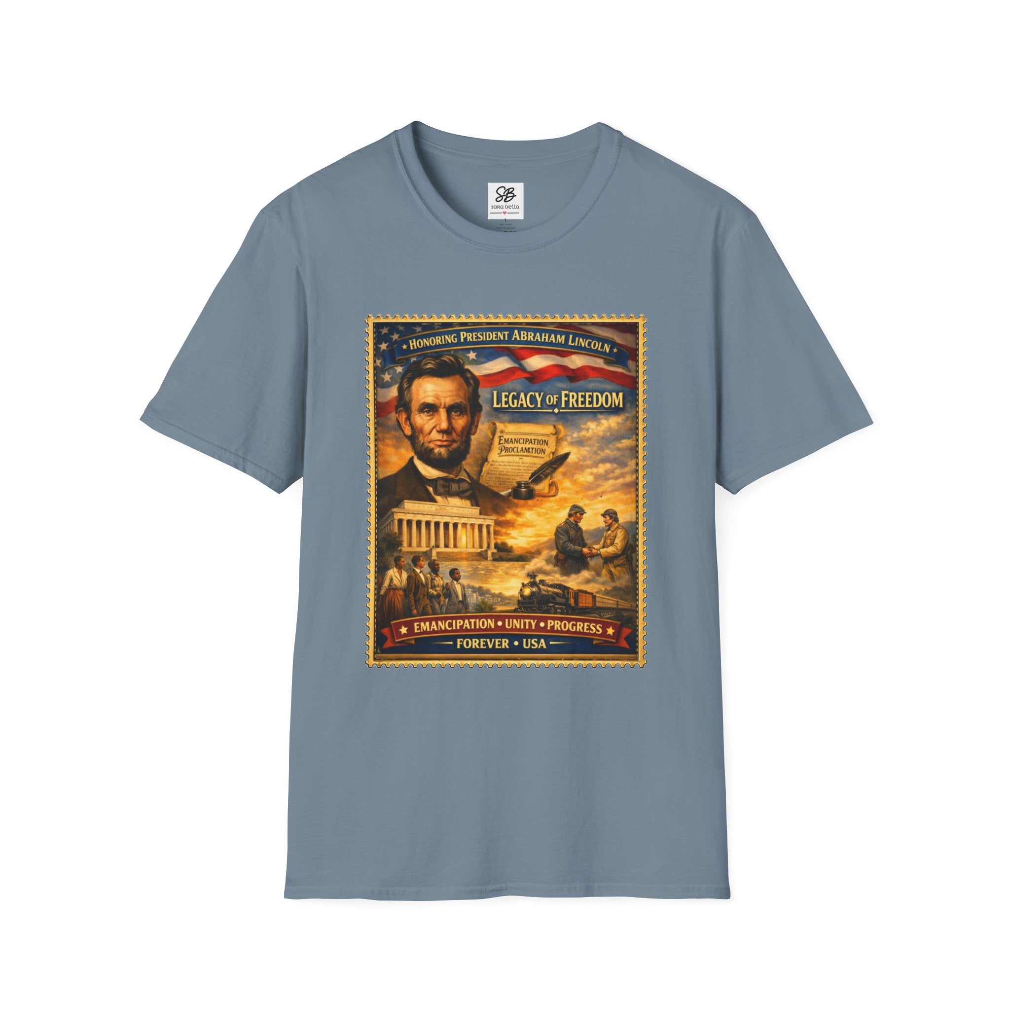 Abraham Lincoln 'Legacy of Freedom'  Vintage Stamp T‑Shirt