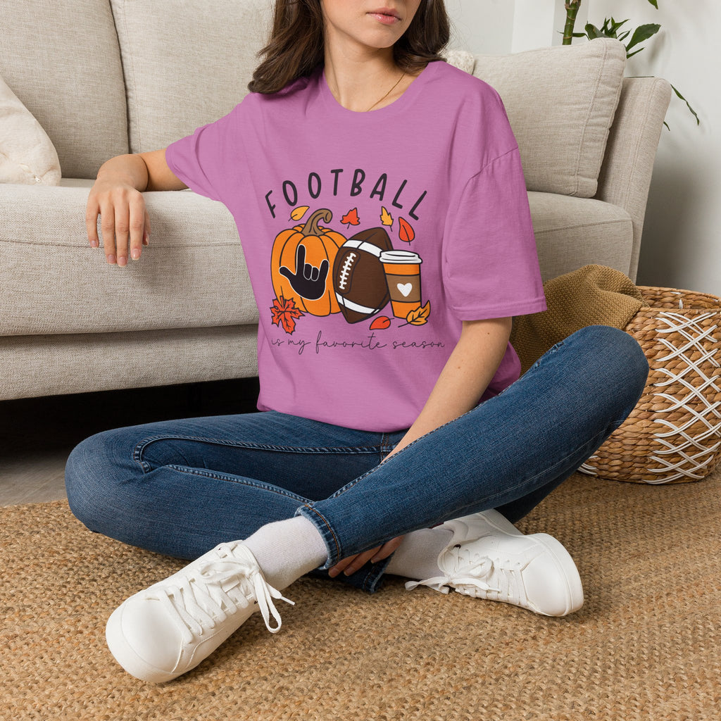 Football Is My Favorite Season  with I love you American Sign Language, ASL- T-Shirt