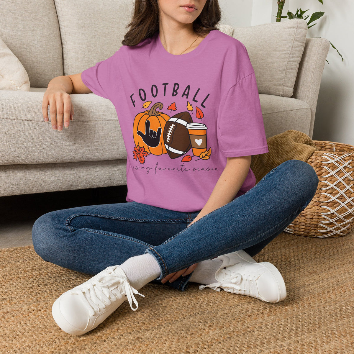 Football Is My Favorite Season  with I love you American Sign Language, ASL- T-Shirt