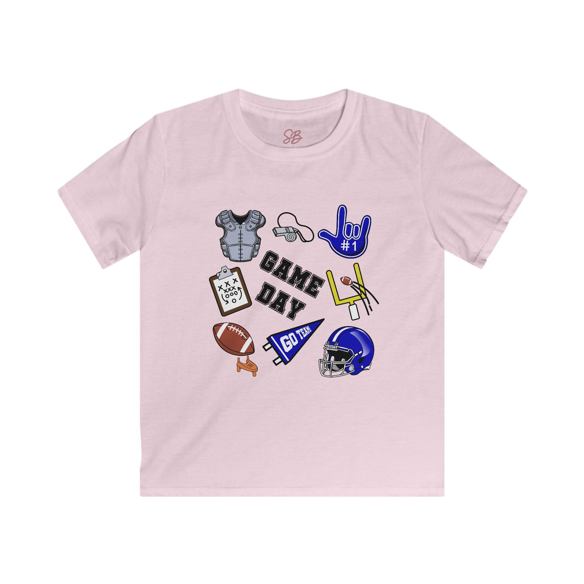 Kids Game Day Football with I Love You ASL, American Sign Language - Kid T-Shirt