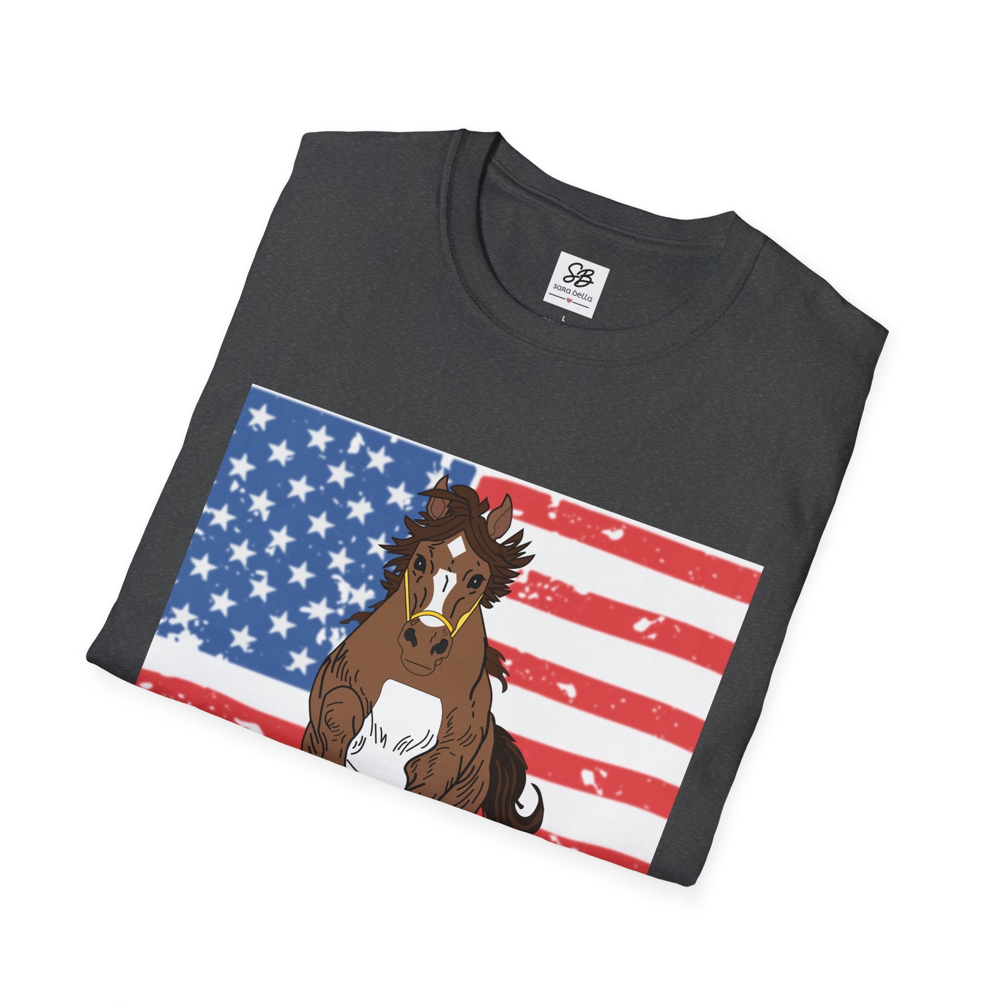 Galloping Horse with American Flag Graphic Shirt
