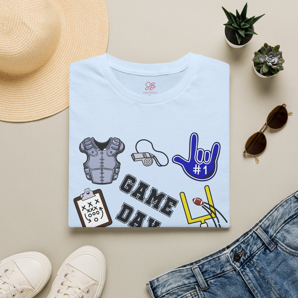 Game Day Football with I Love You ASL  - T-Shirt