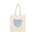 Aunt Heart Floral Tote Bag with blue design – Cotton Canvas tote bag