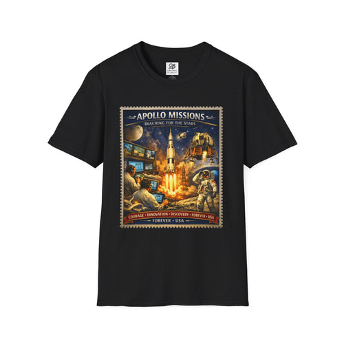 Apollo Missions  'Space Exploration' Vintage Stamp T-Shirt