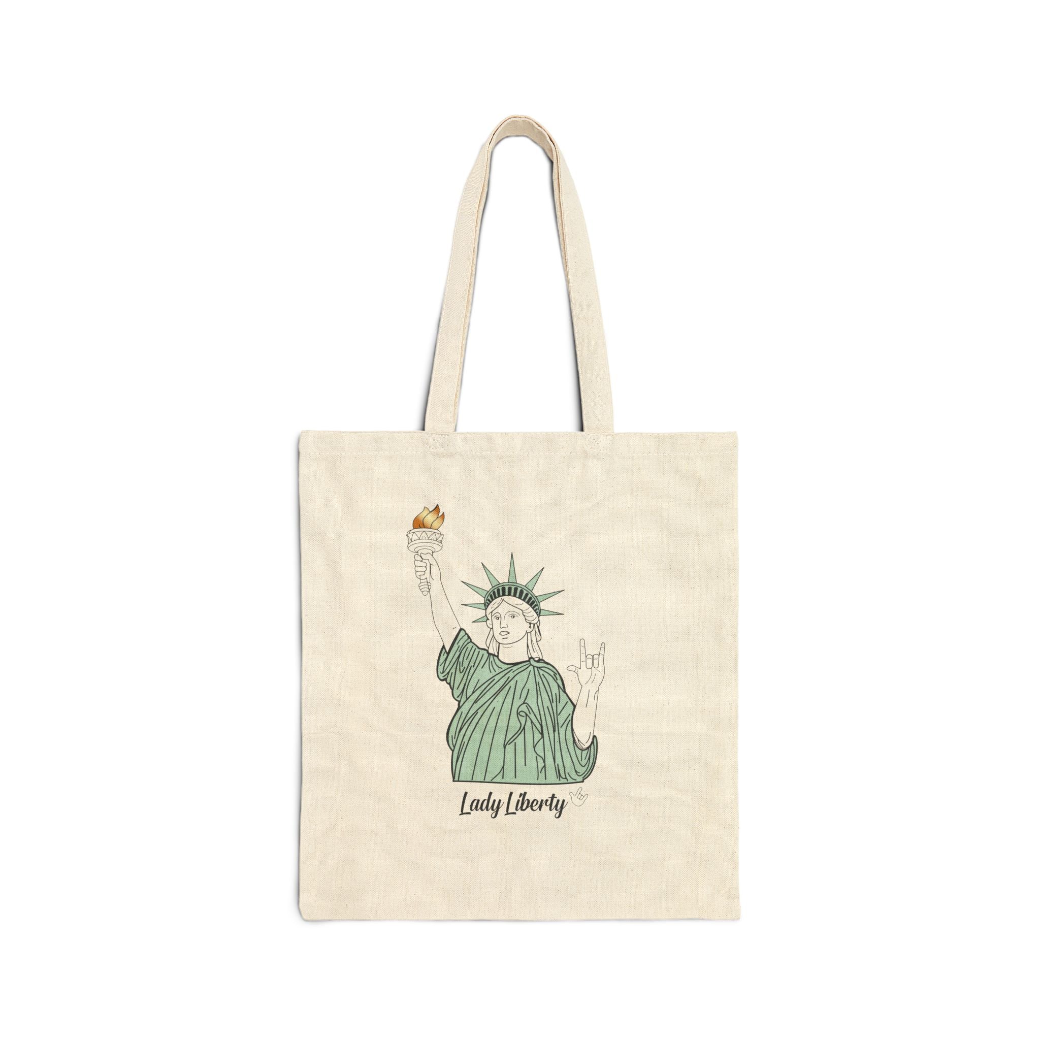 Lady Liberty with I love you ASL (America Sign Language)  Canvas Tote Bag