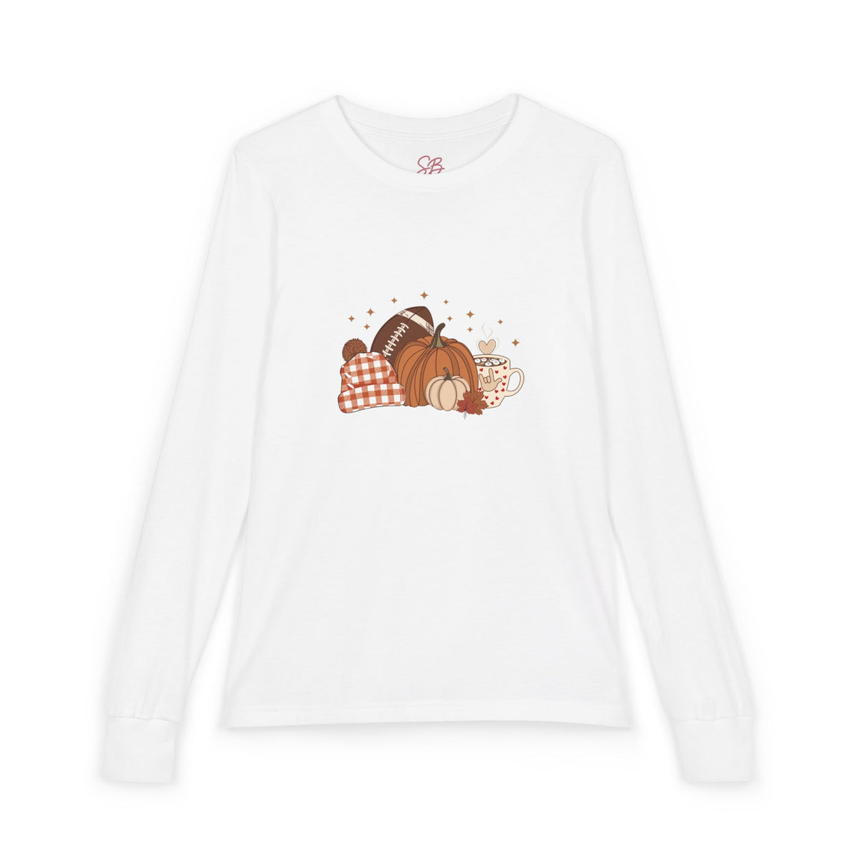 Autumn Football Pumpkin with I Love You American Sign Language, ASL - Kid Long Sleeve Shirt