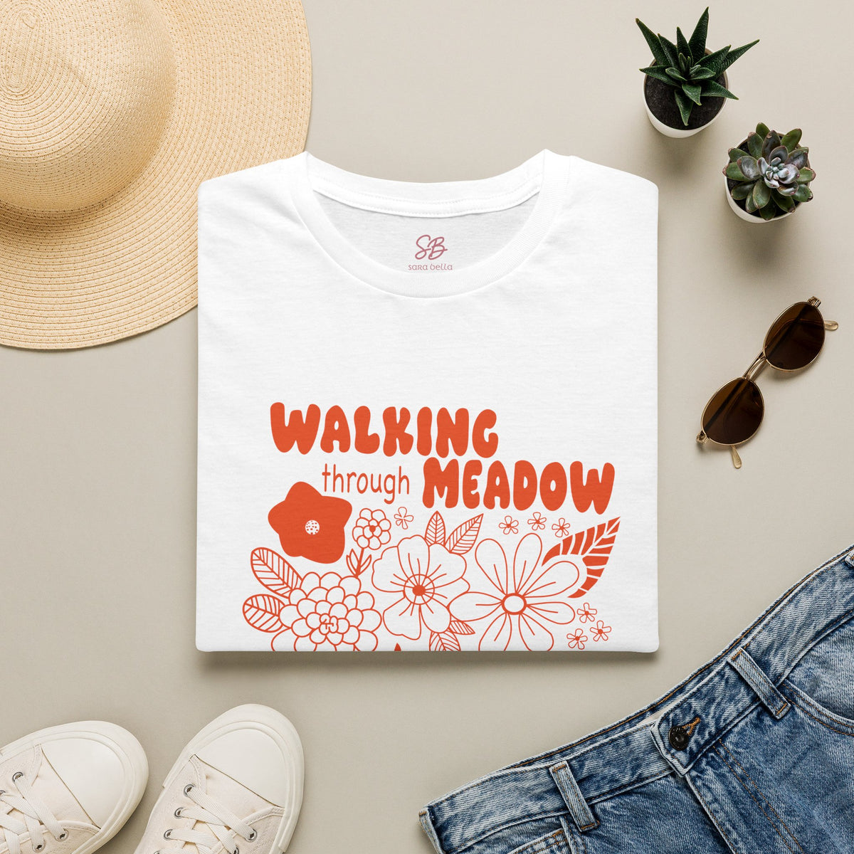 Walking Through Meadow Sunflowers - T-Shirt