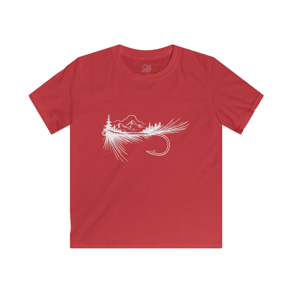 Fly Fishing Hook with Mountain View - Kid T-Shirt