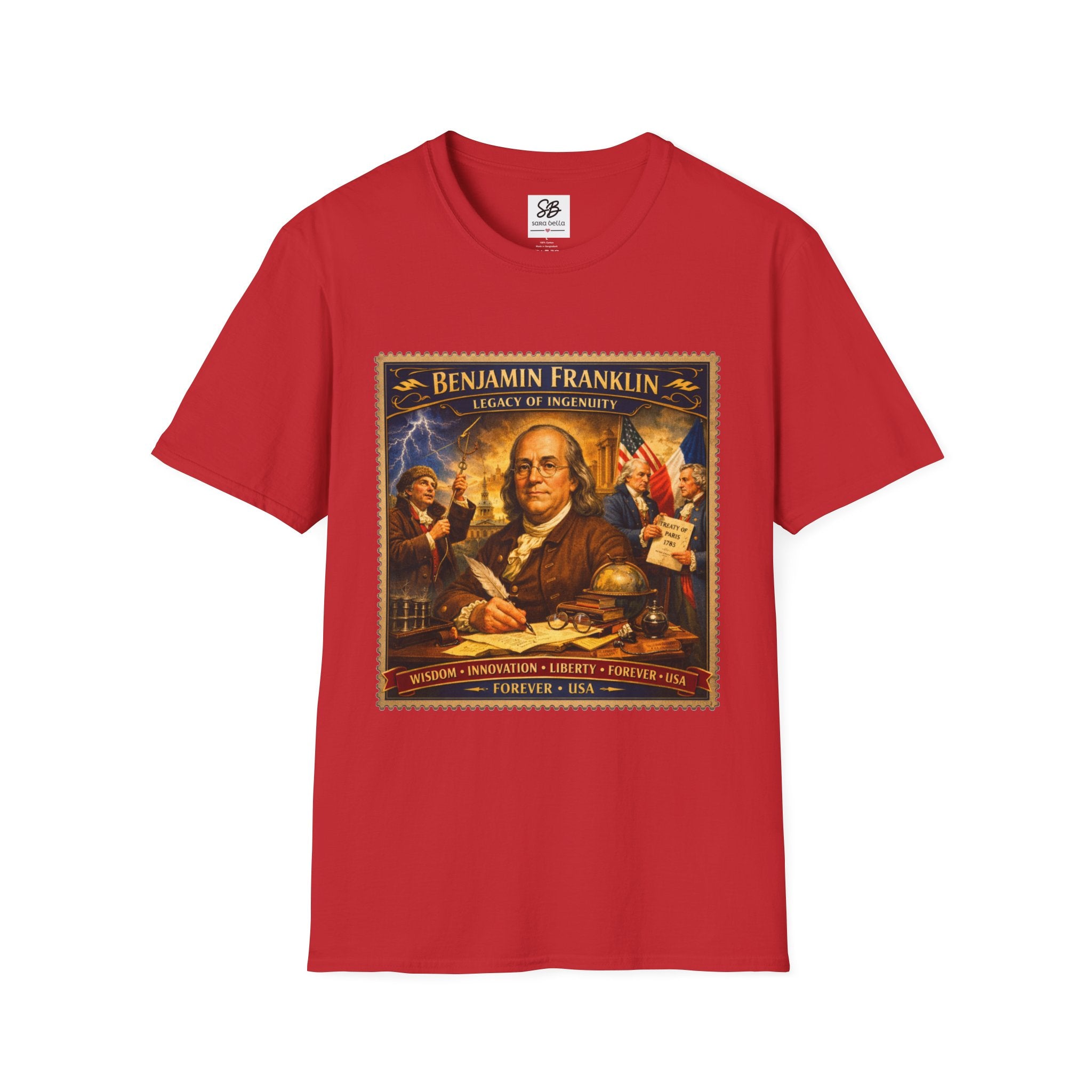Benjamin Franklin "Founding Father Tribute' Vintage Stamp T Shirt