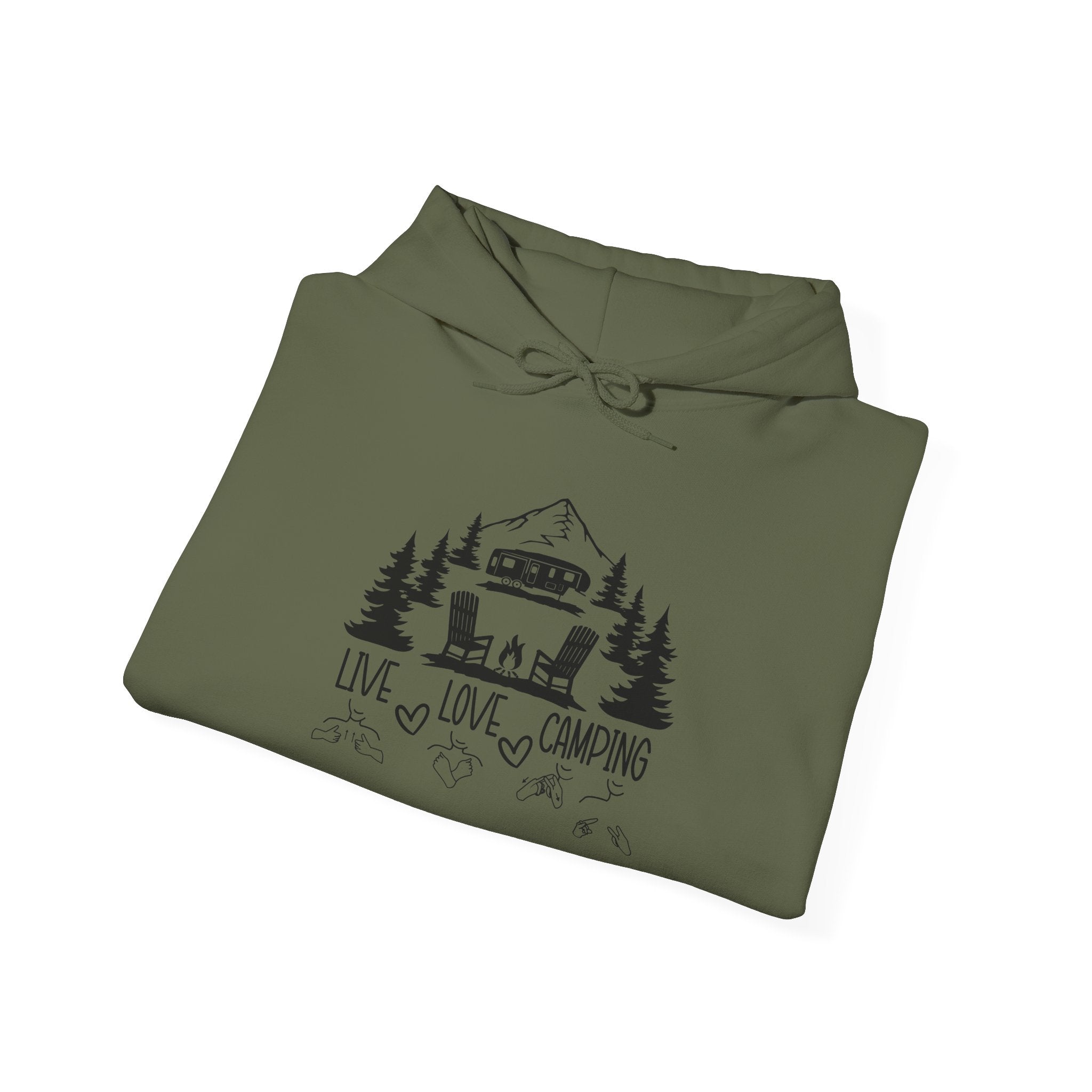Live Love Camping in ASL (black ink) - Hoodie
