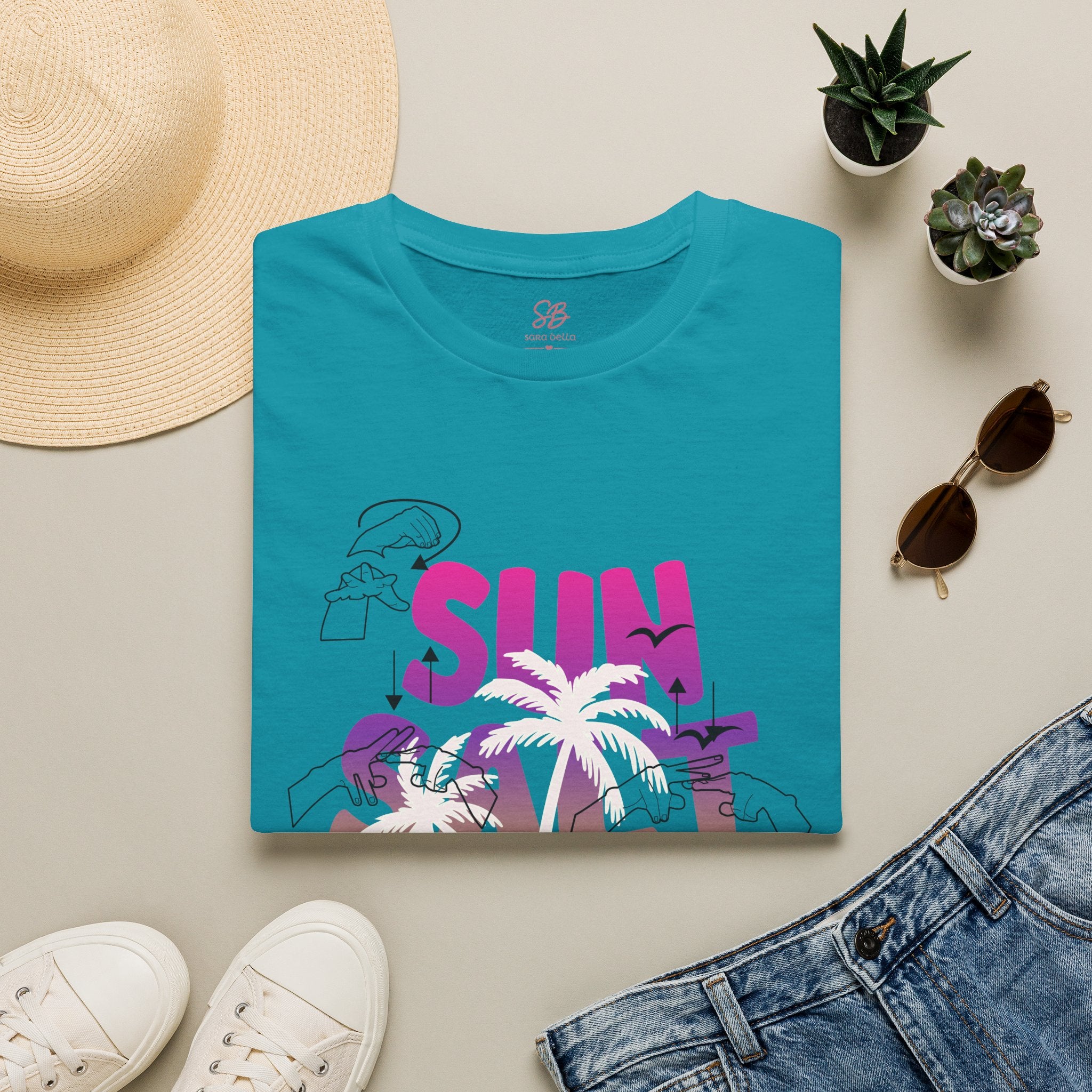 Sun, Salt & Sand in  American Sign Language - T-Shirt