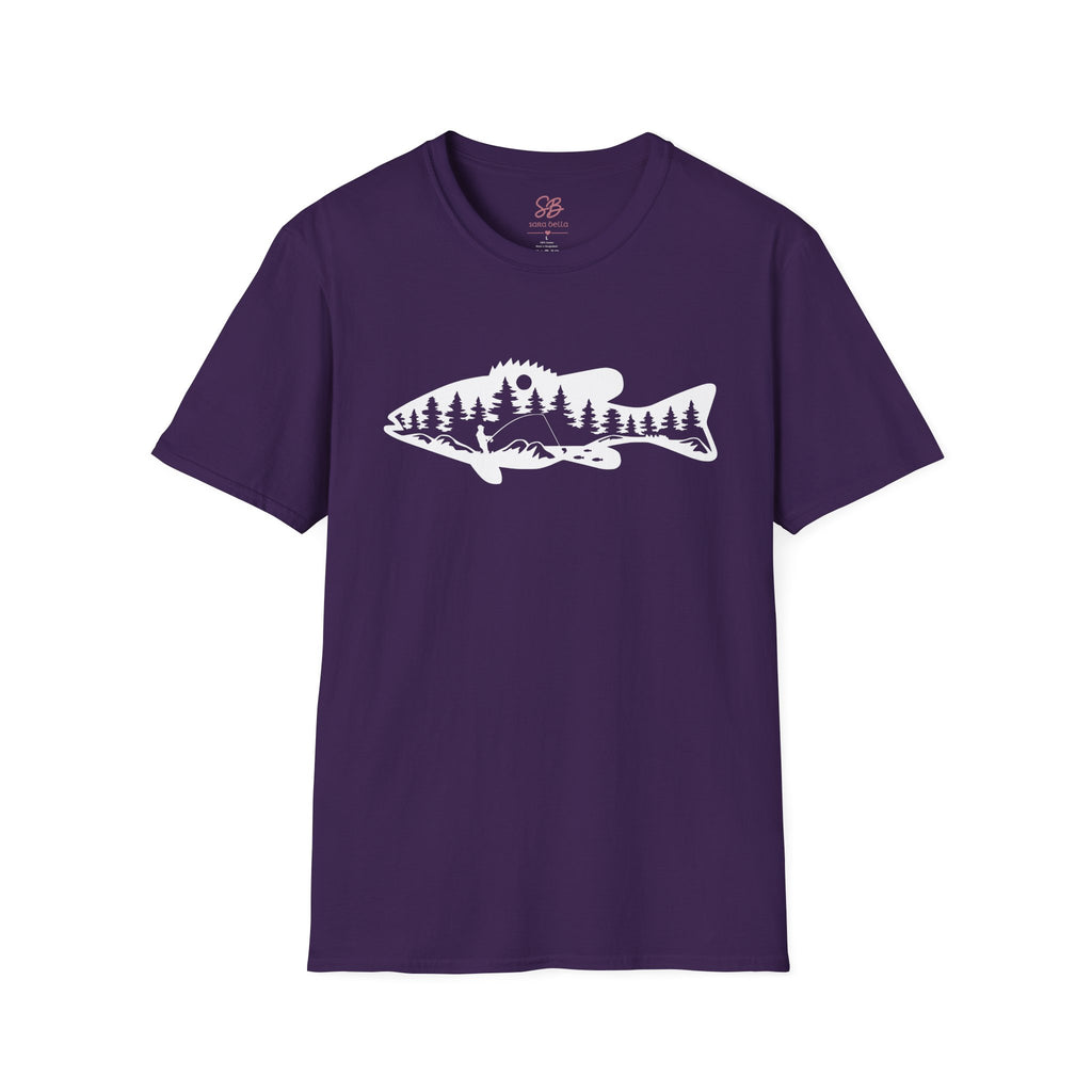 Bass Fisherman Landscape Fishing - T-Shirt