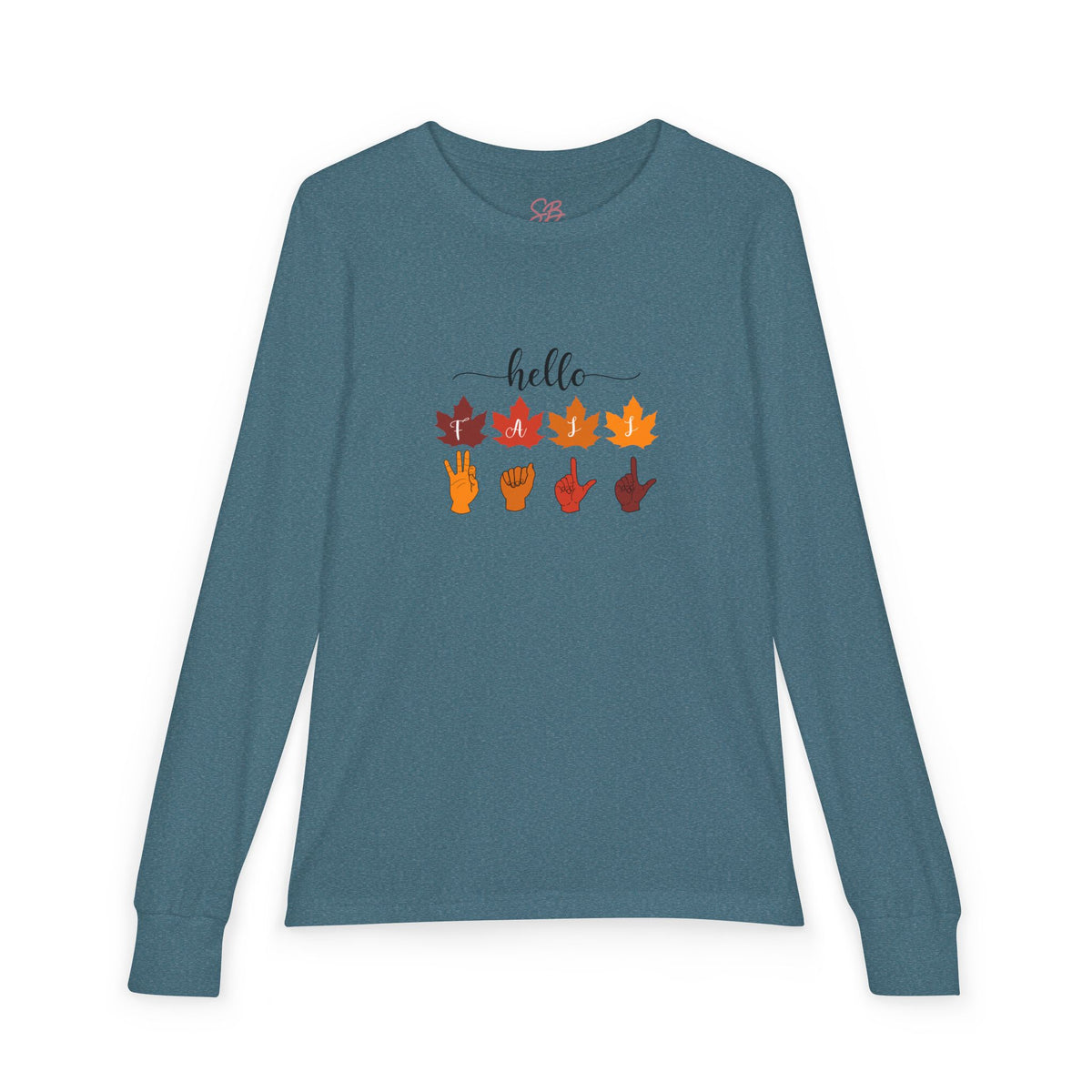 Hello Fall  Fingers Spelling American Sign Language, ASL - Kid Long Sleeve Shirt