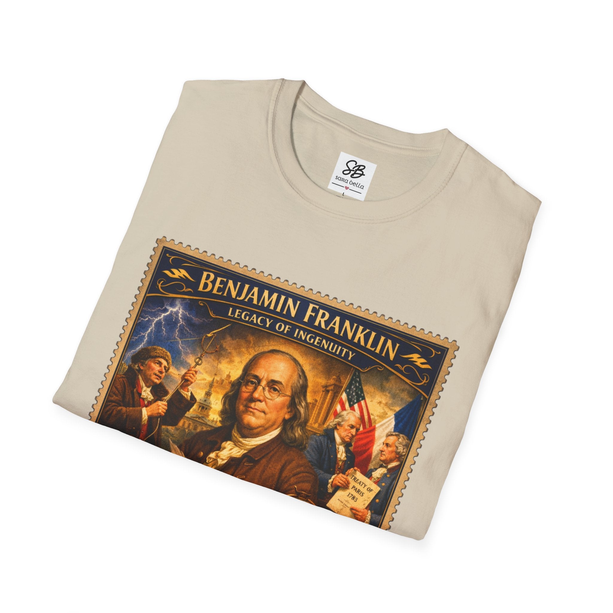 Benjamin Franklin "Founding Father Tribute' Vintage Stamp T Shirt