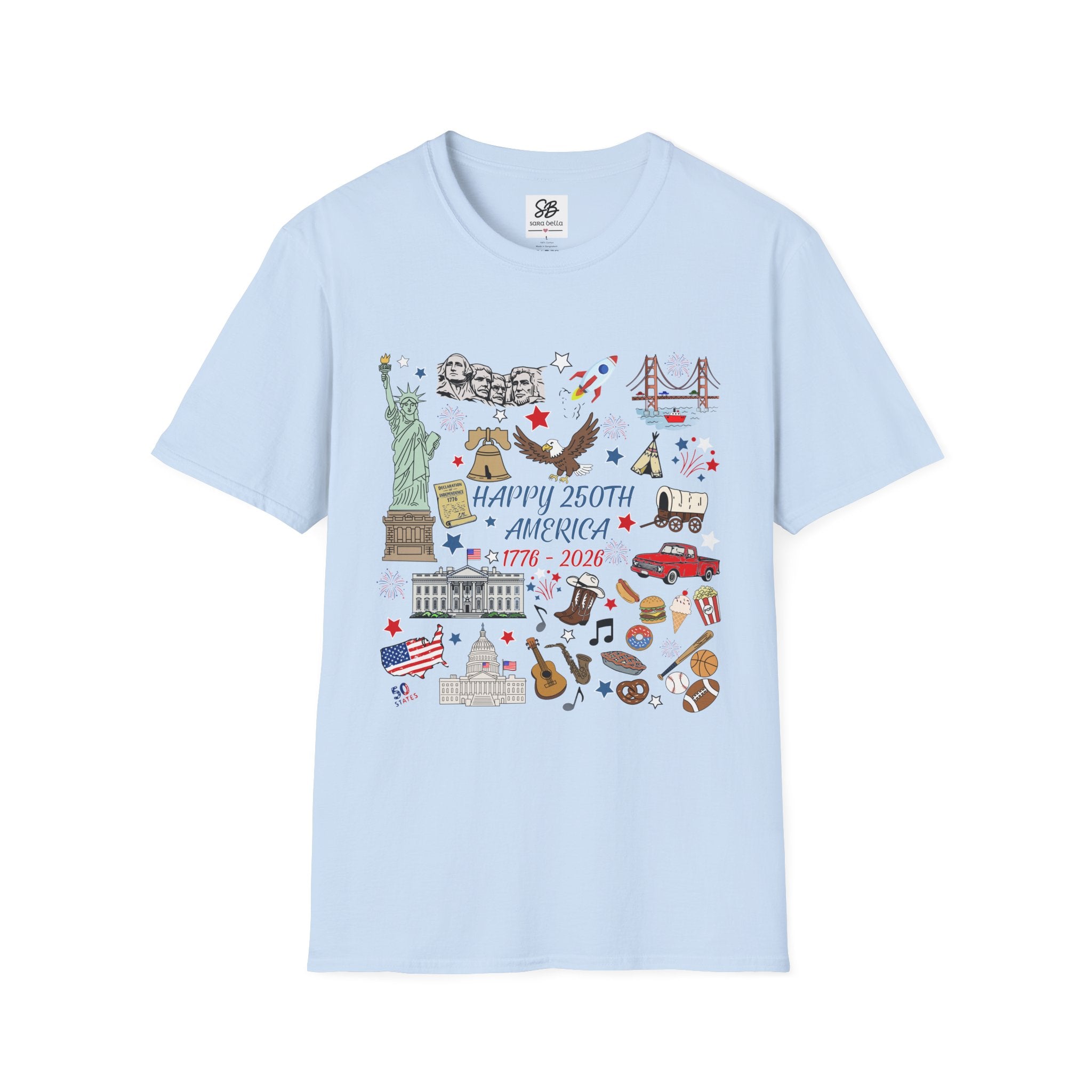 America 250th Anniversary — colored doodles of  Icons Shirt