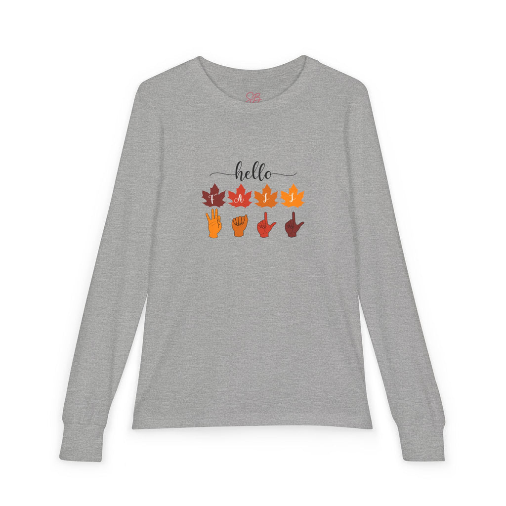 Hello Fall  Fingers Spelling American Sign Language, ASL - Kid Long Sleeve Shirt