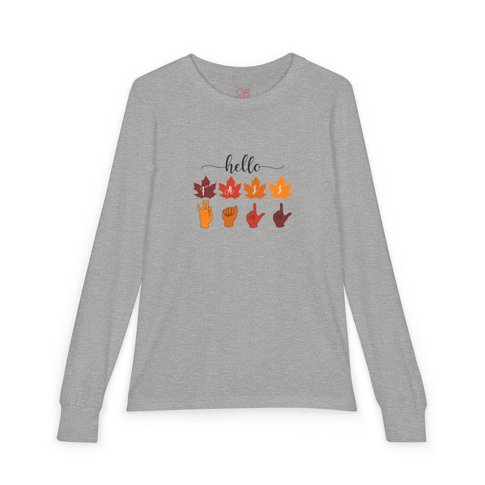 Hello Fall  Fingers Spelling American Sign Language, ASL - Kid Long Sleeve Shirt
