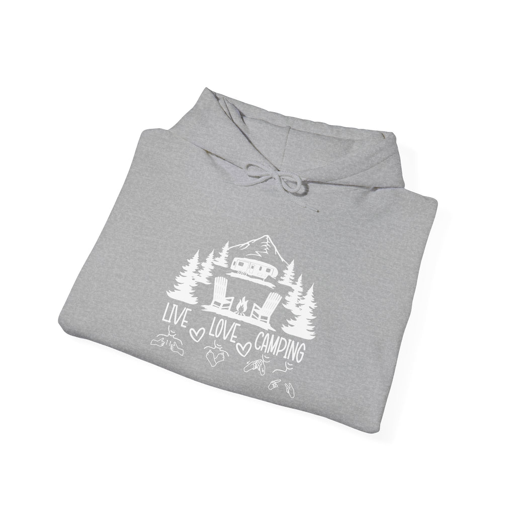 Live, Love, Camping in ASL (white ink) -  Hoodie