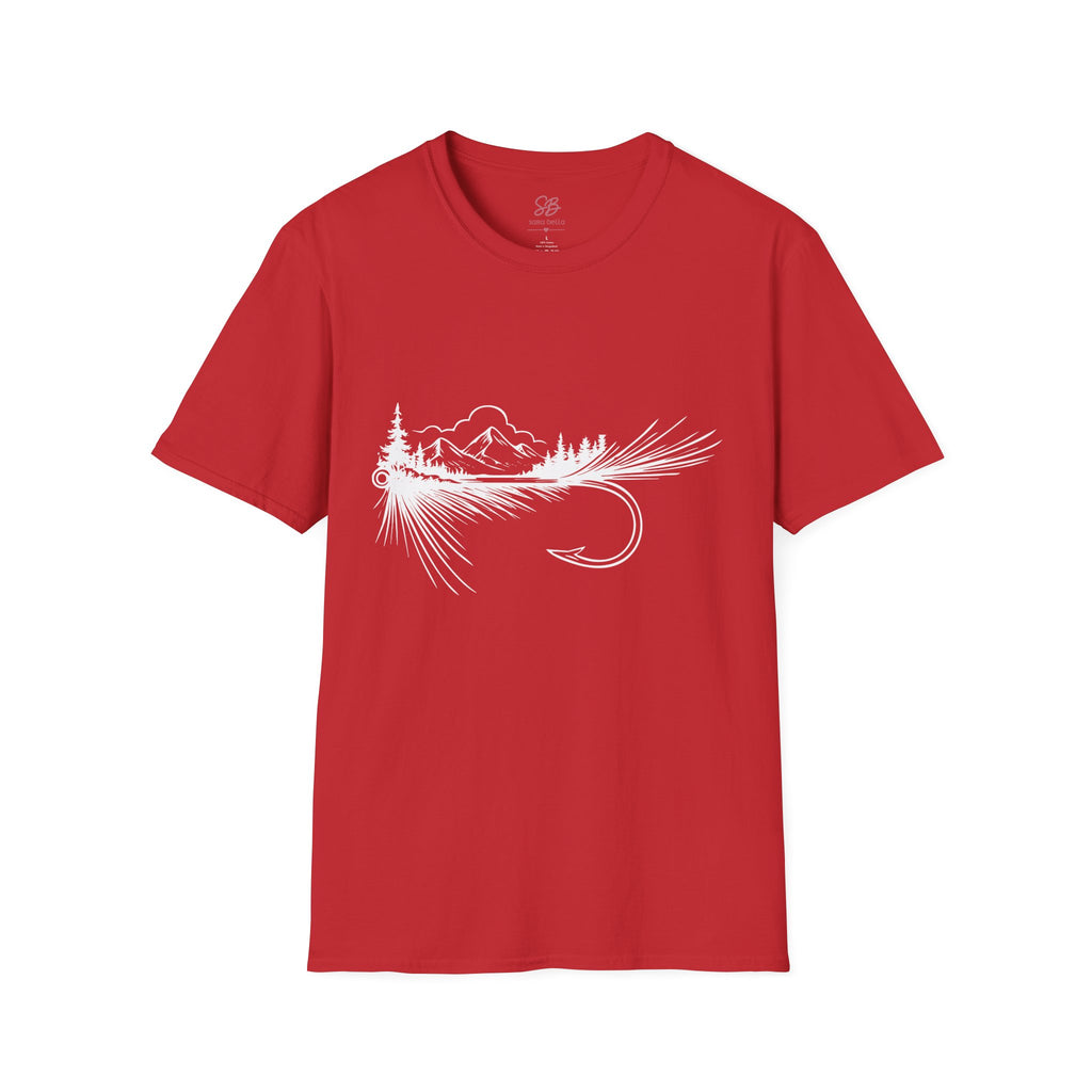 Fly Fishing Hook with Mountain View  T-Shirt