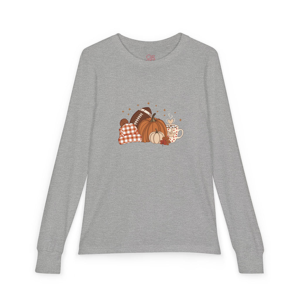 Autumn Football Pumpkin with I Love You American Sign Language, ASL - Kid Long Sleeve Shirt