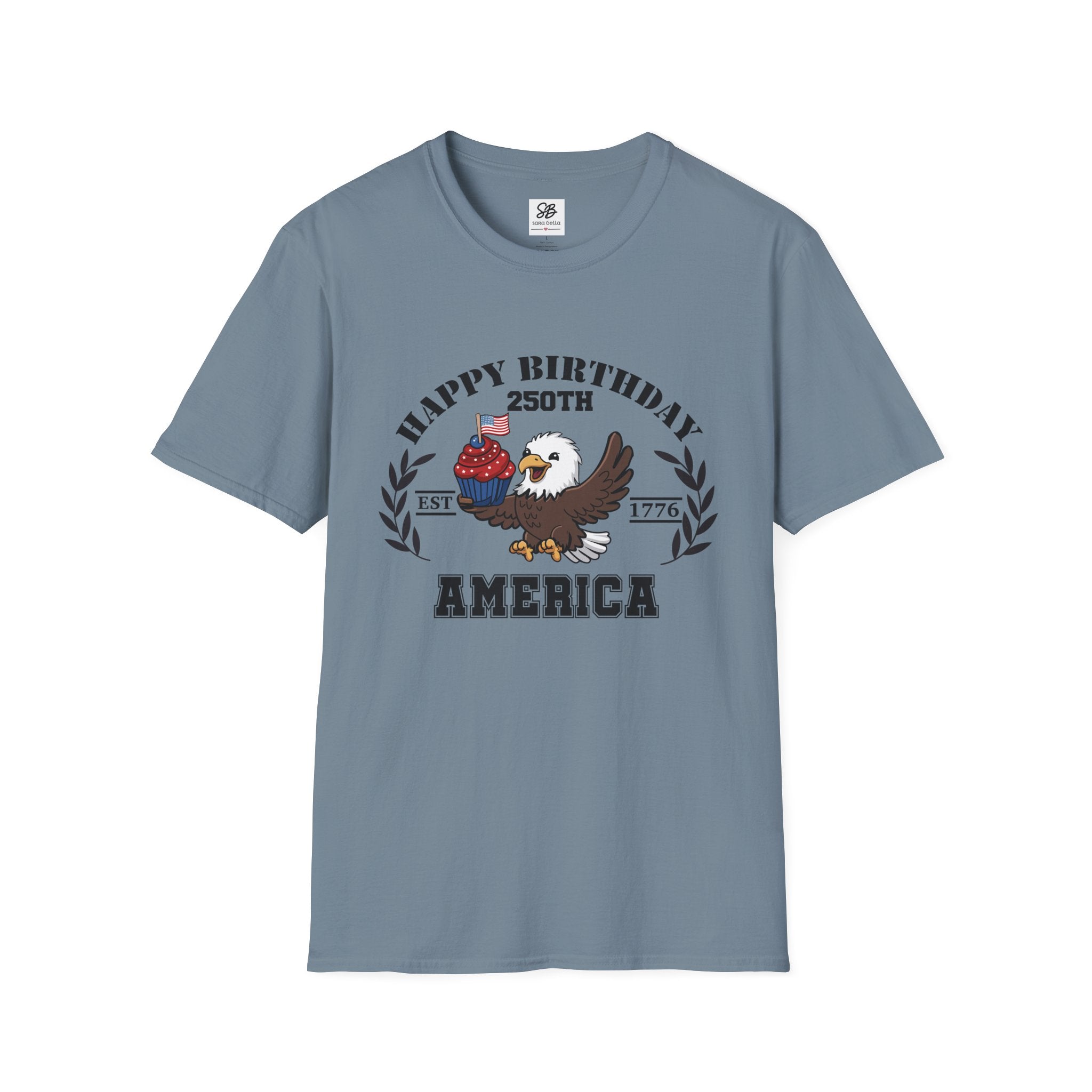 "Happy Birthday 250th America" Baby Eagle with cupcake Patriotic Shirt