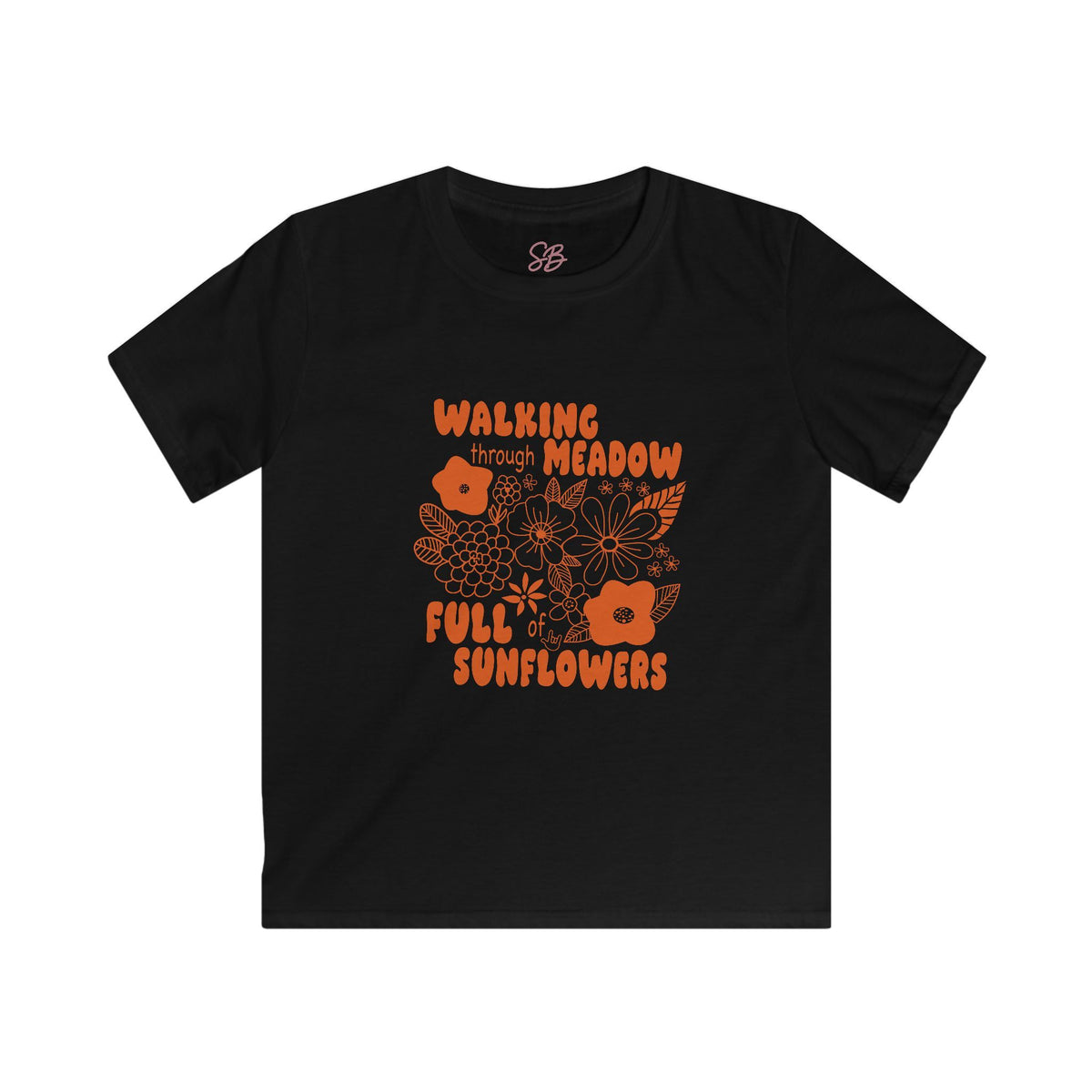 Walking Through Meadow Sunflowers - Kid T-Shirt