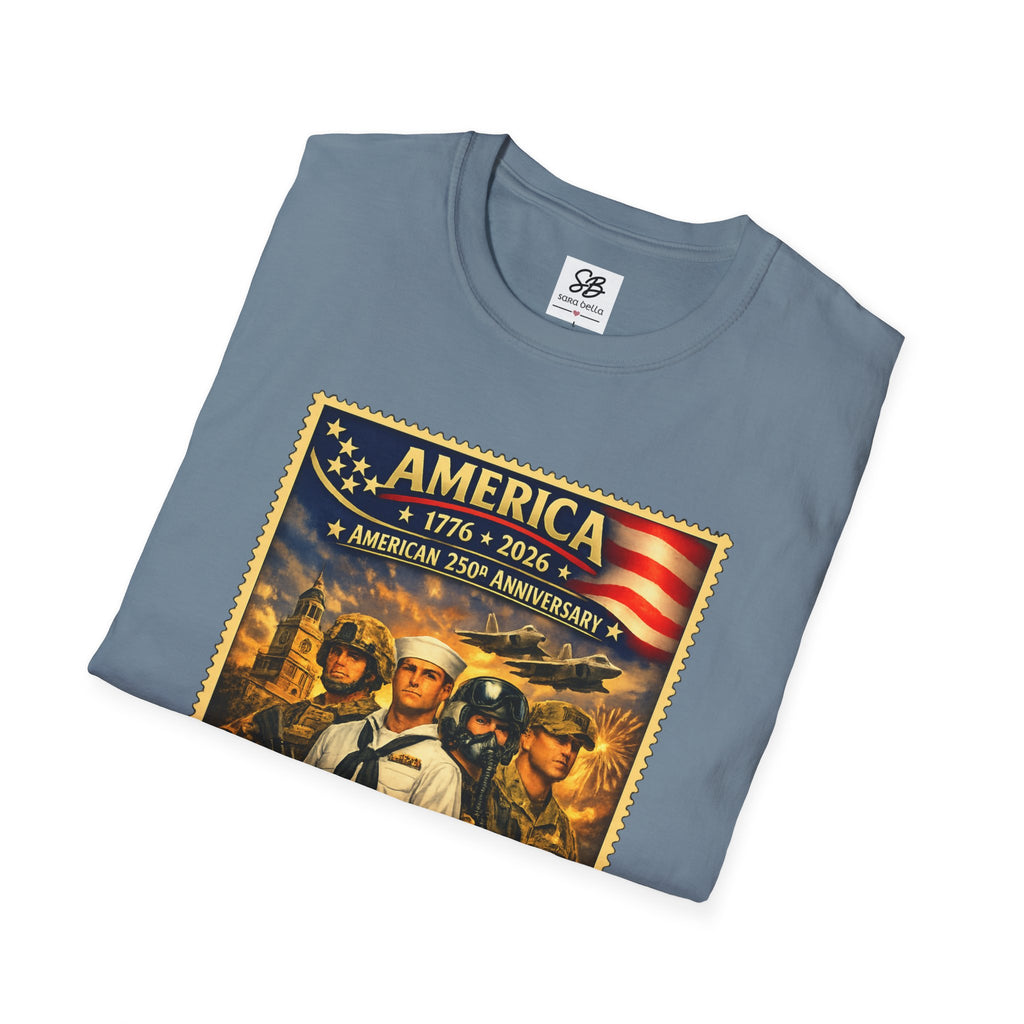 Patriotic America “Honoring Our Armed Forces”  Vintage Stamp T-Shirt