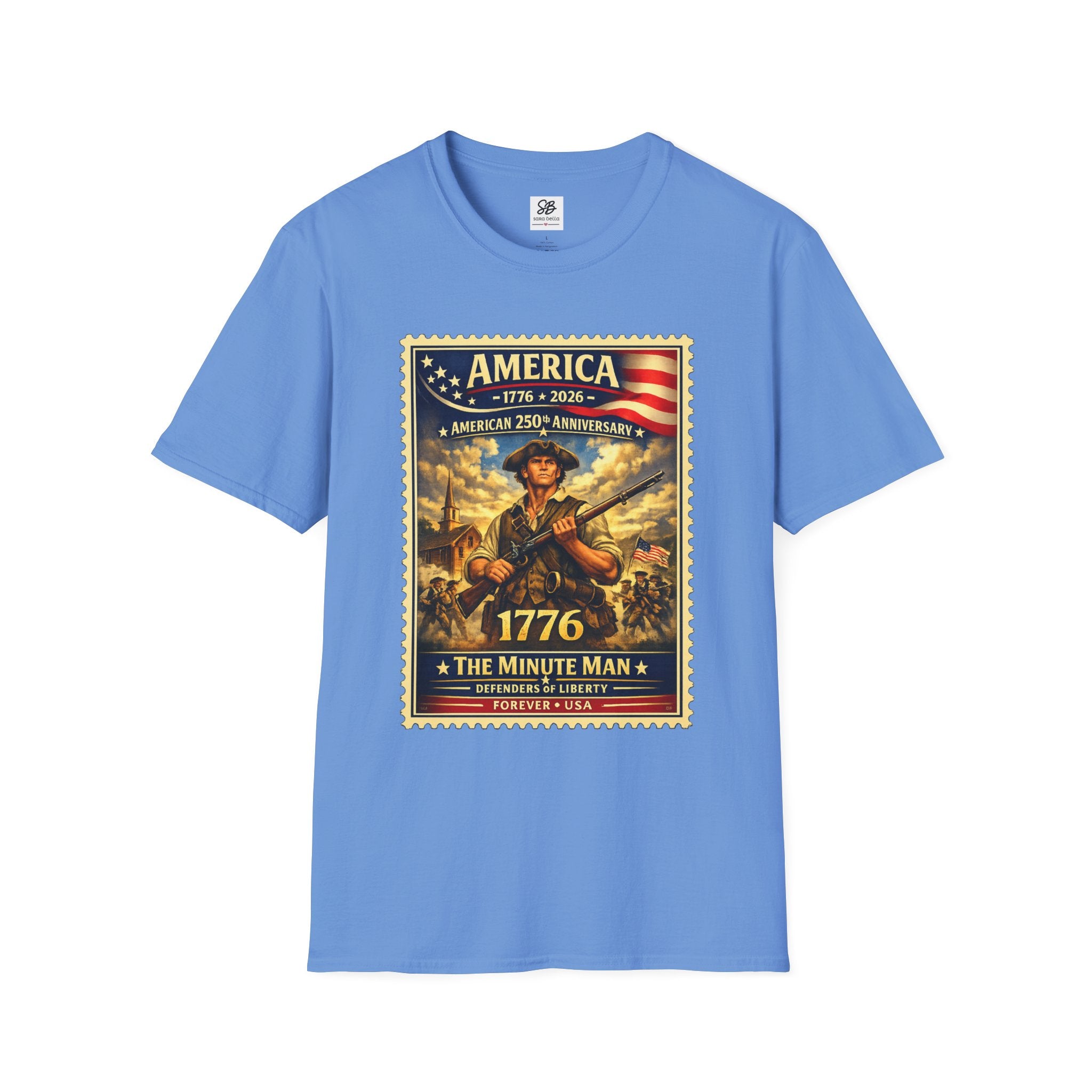 Patriotic Minute Man Vintage Stamp T-Shirt