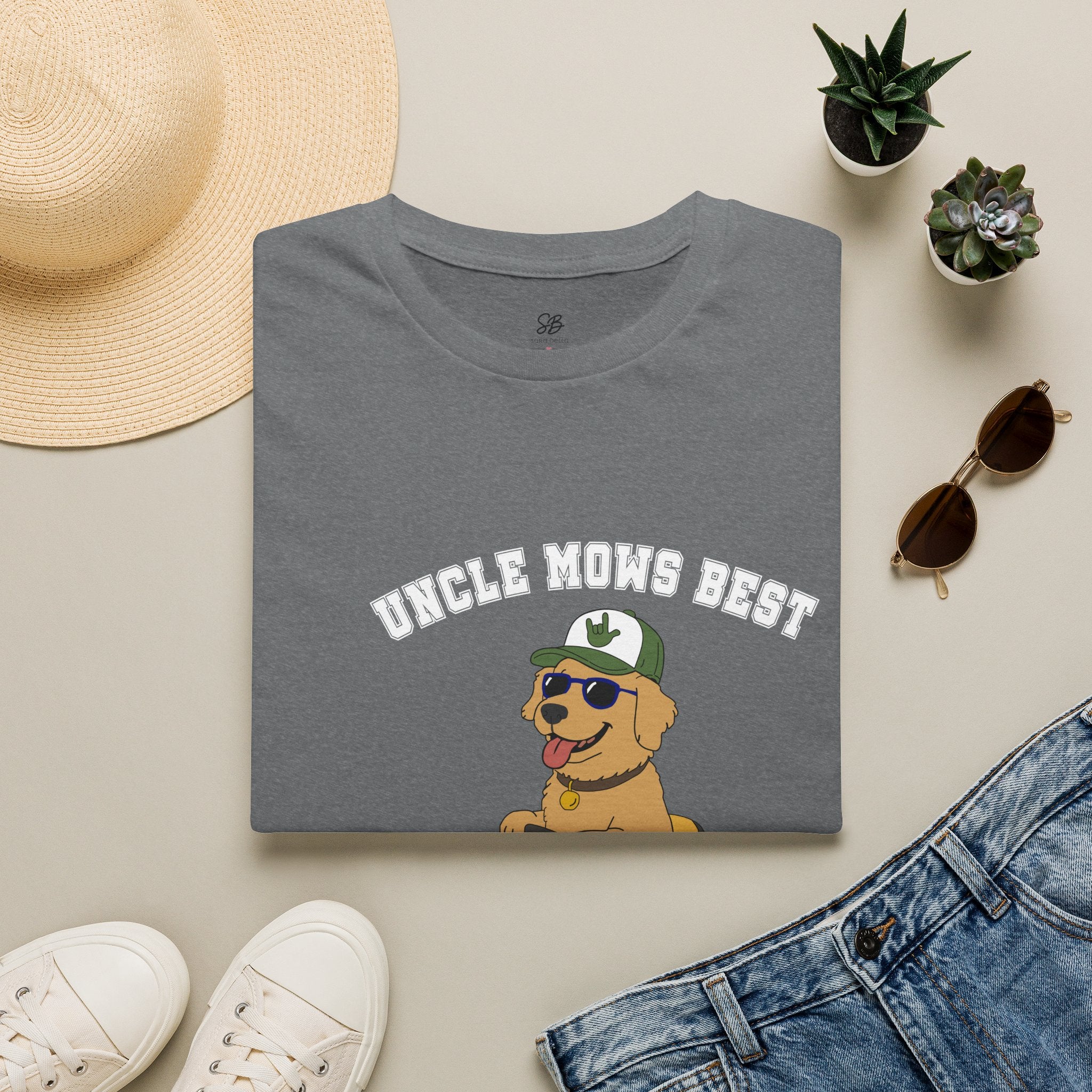 Uncle Mows Best T-Shirt with Golden Retriever