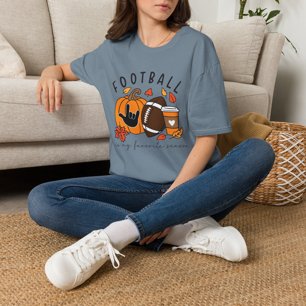 Football Is My Favorite Season  with I love you American Sign Language, ASL- T-Shirt